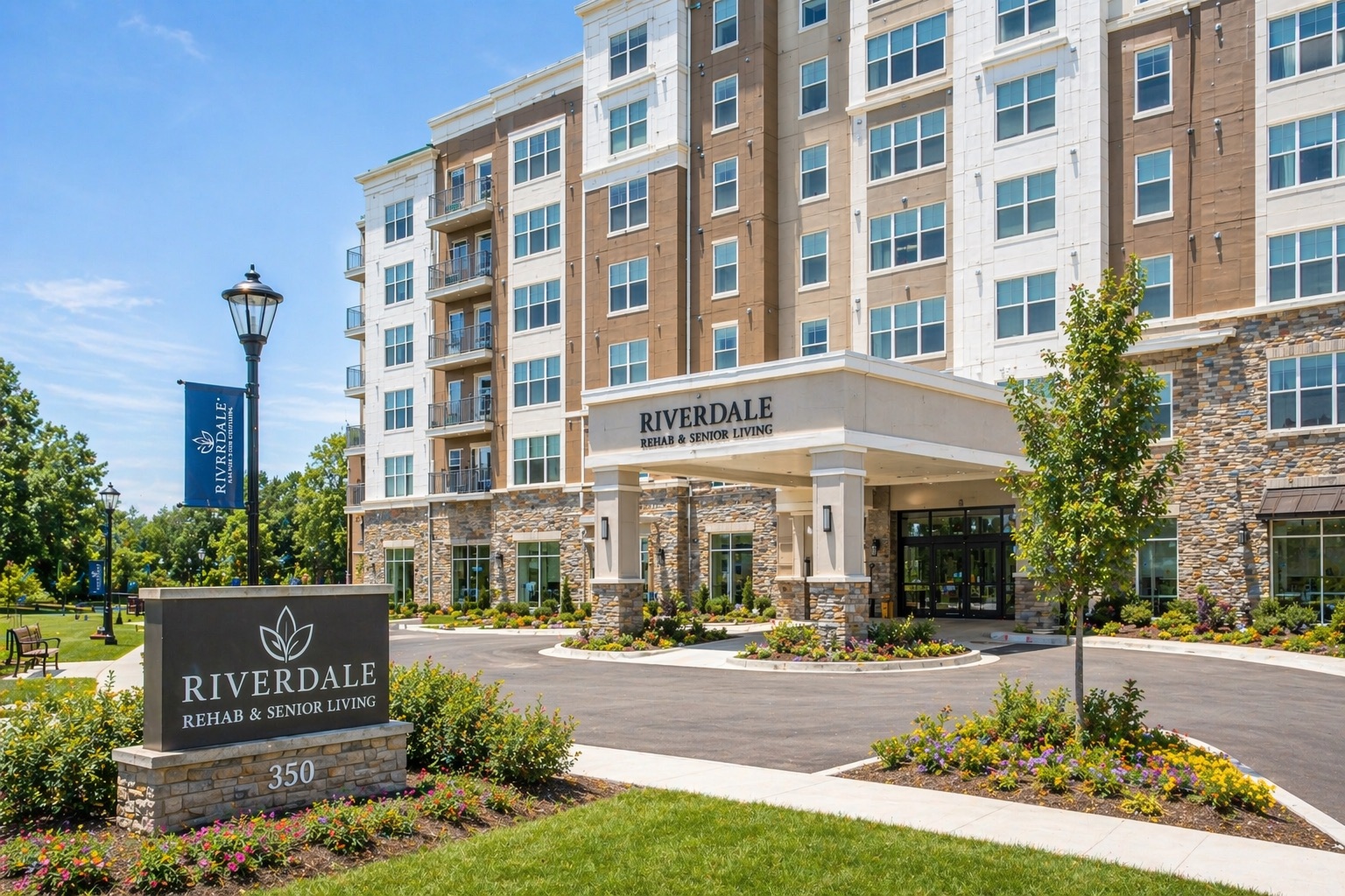 Riverdale senior living facility entrance